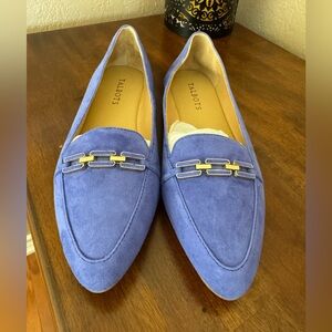 NWOT Talbots Francesca Link Suede Driving Flats in blue 7.5